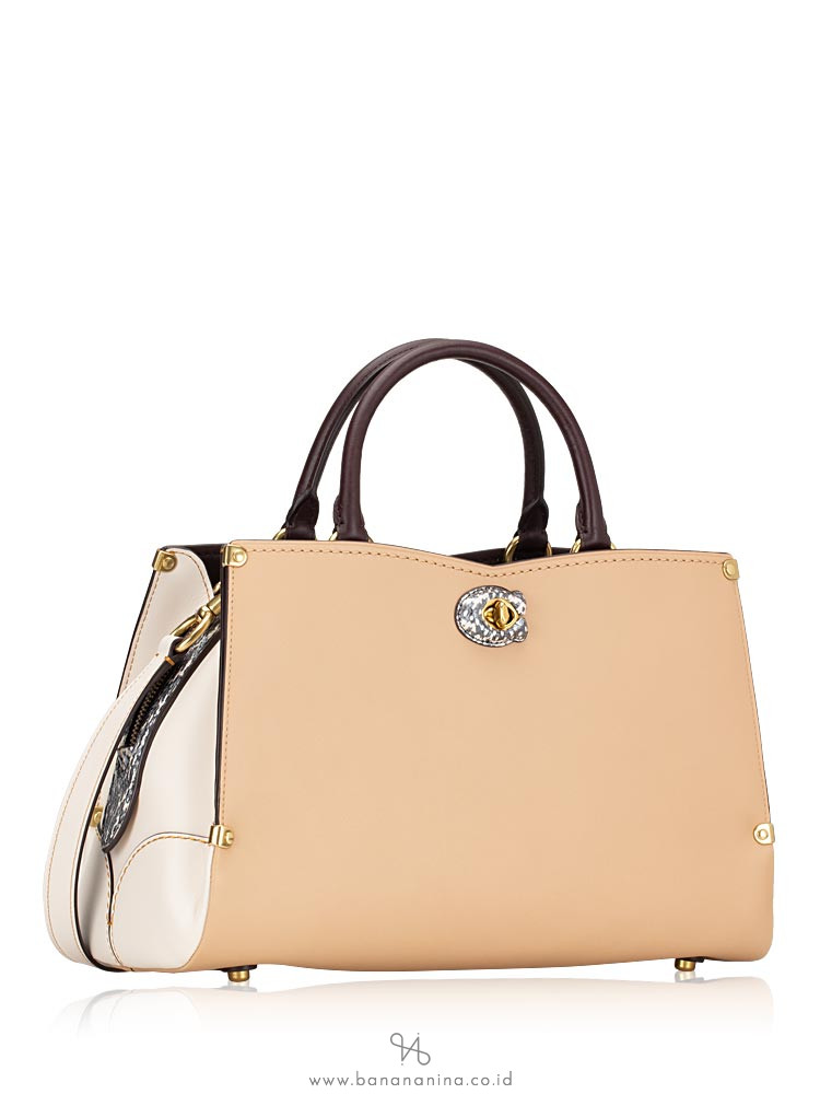 COACH 55599 Mason Carryall Colorblock Satchel Beechwood Chalk