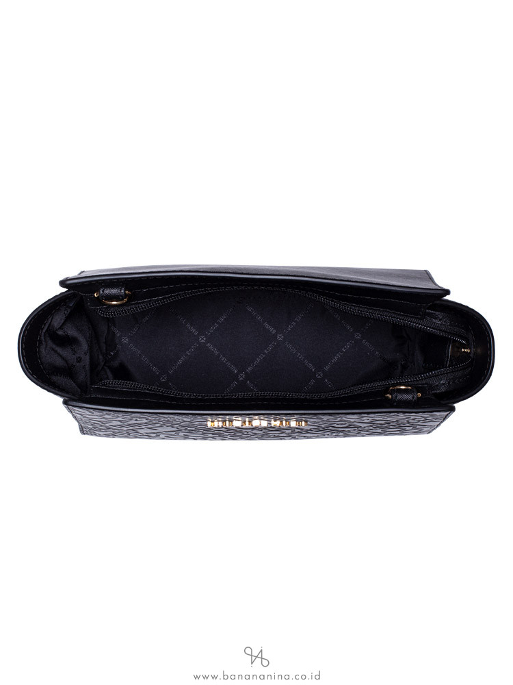 MICHAEL KORS Selma Embossed Leather Medium Messenger Black