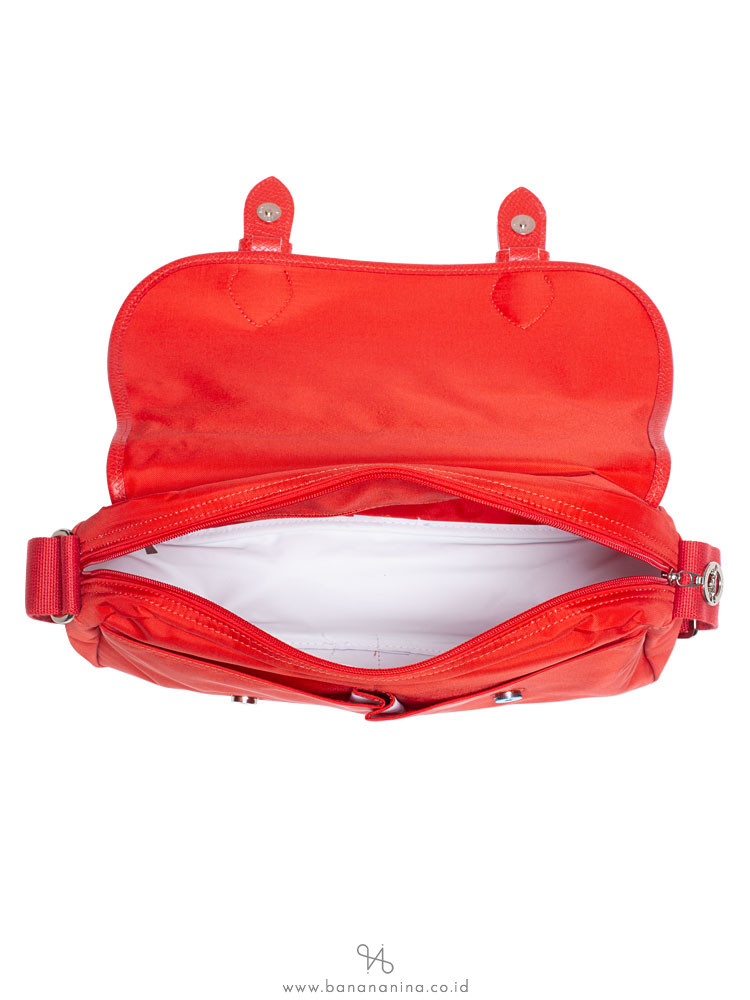 LONGCHAMP Club Nylon Messenger Vermilion