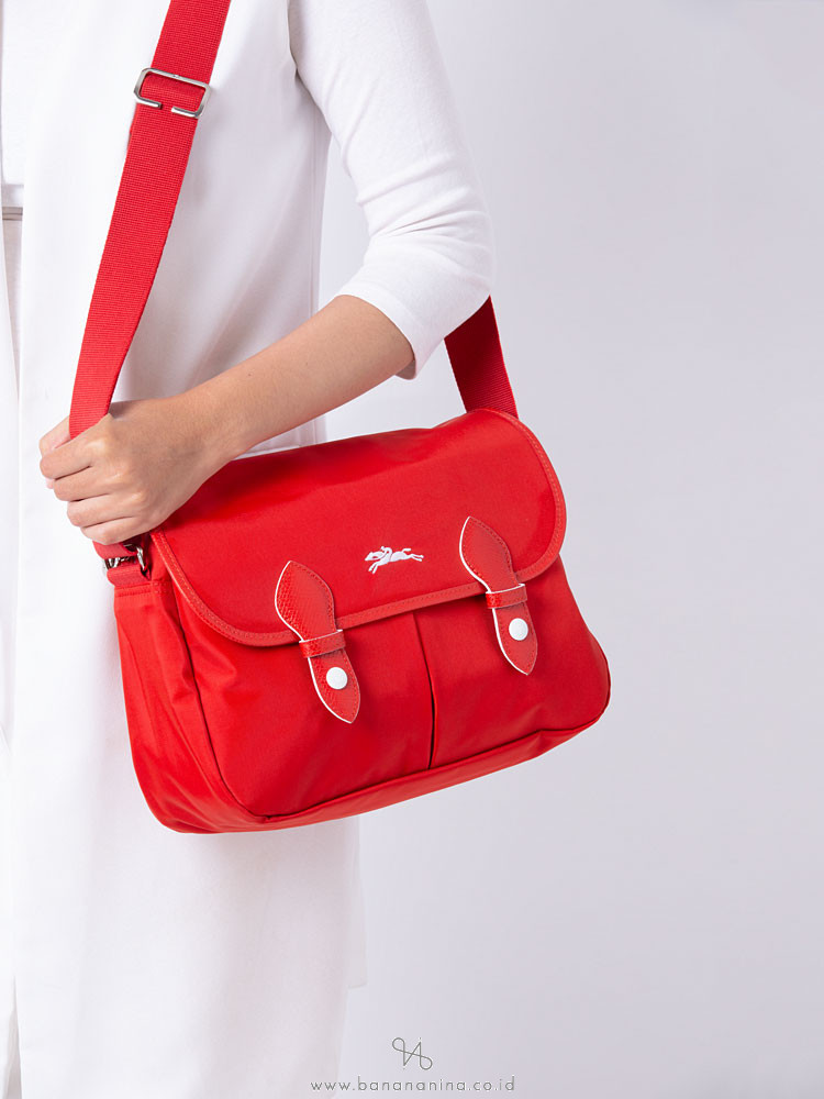 LONGCHAMP Club Nylon Messenger Vermilion