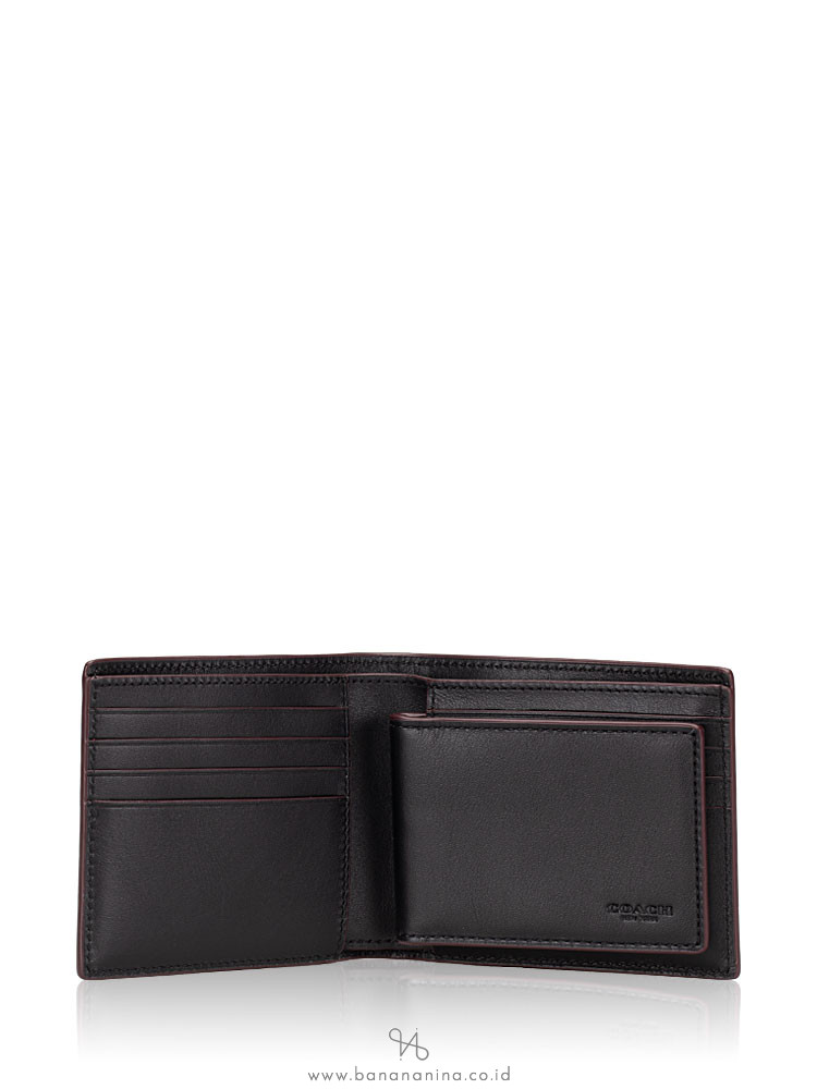 COACH Men 76875 Debbosed Leather 3 in 1 Billfold Wallet Black