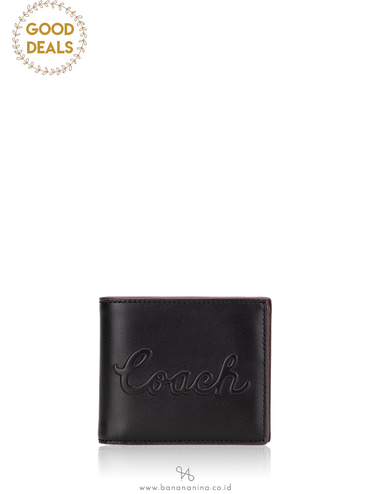 COACH Men 76875 Debbosed Leather 3 in 1 Billfold Wallet Black