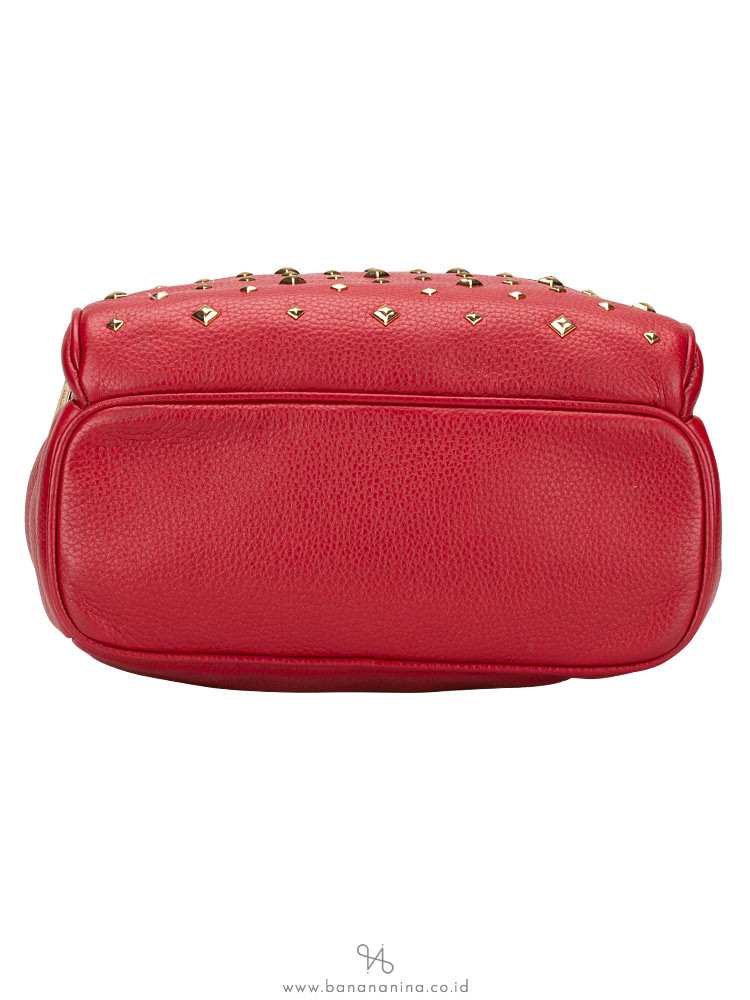 MICHAEL KORS Abbey Studded Leather Medium Backpack Scarlet