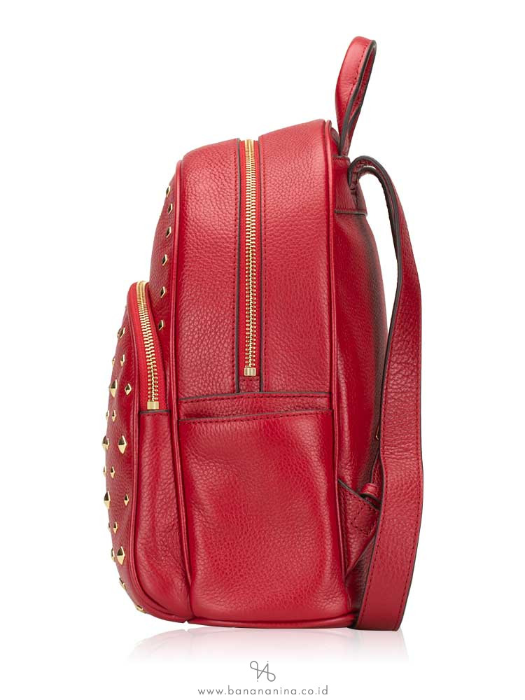 MICHAEL KORS Abbey Studded Leather Medium Backpack Scarlet