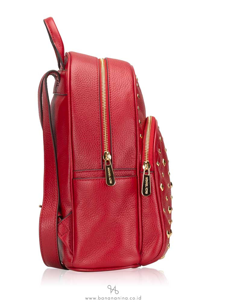 MICHAEL KORS Abbey Studded Leather Medium Backpack Scarlet