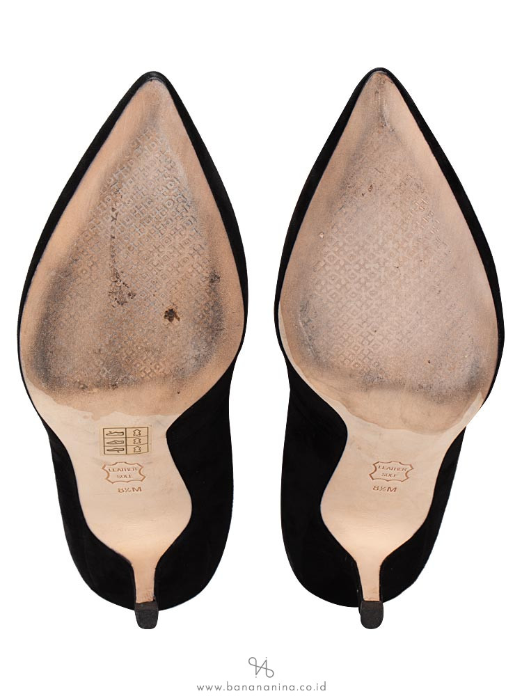 TORY BURCH Elizabeth Royal Suede Pump Black Sz 8.5