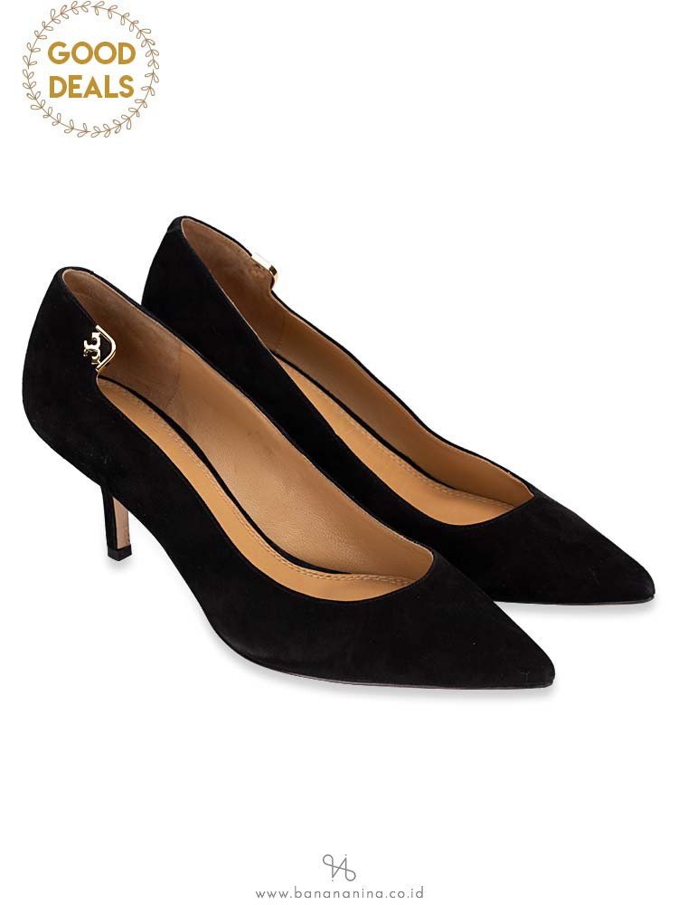 TORY BURCH Elizabeth Royal Suede Pump Black Sz 8.5