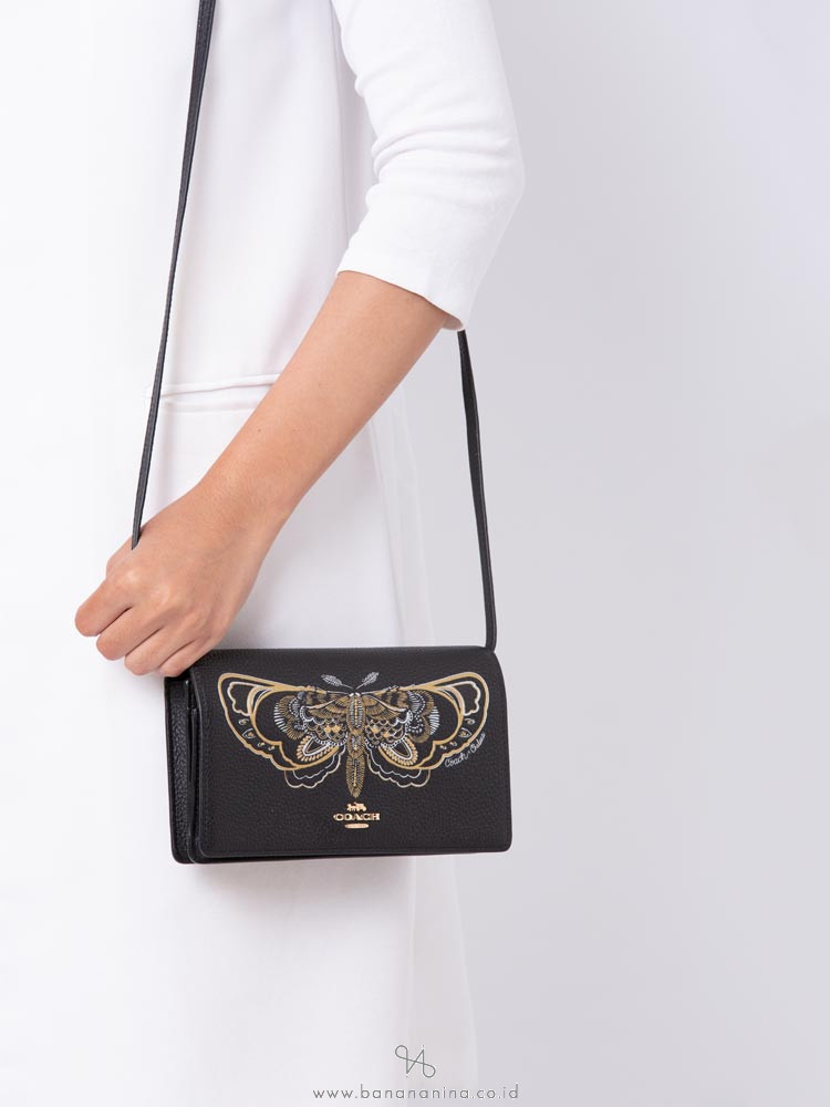 COACH 76770 Chelsea Animation Butterfly Hayden Foldover Black Multi