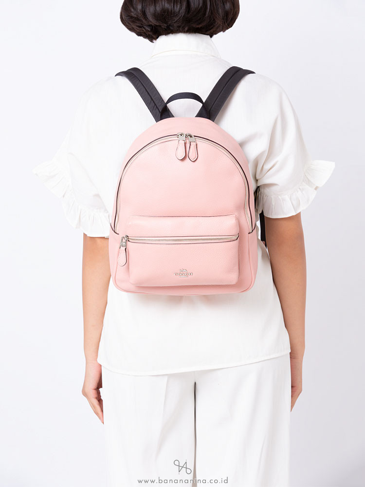 COACH 30550 Pebbled Leather Medium Charlie Backpack Petal