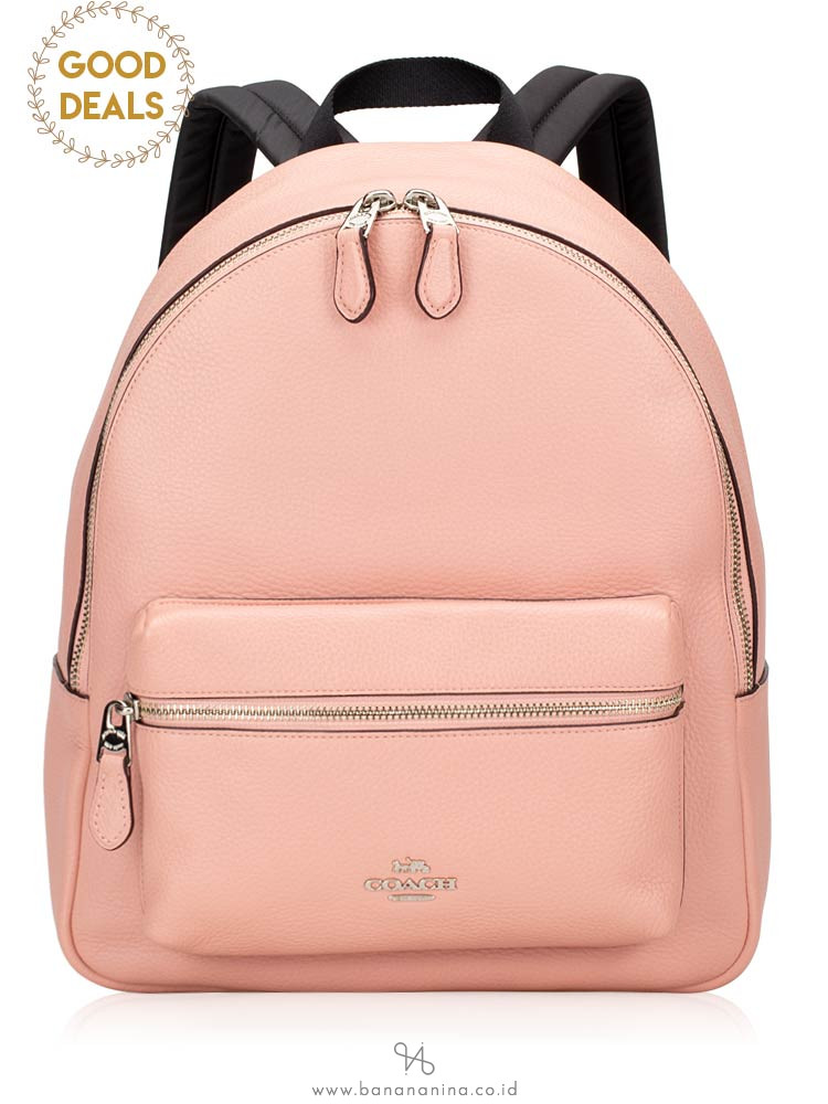COACH 30550 Pebbled Leather Medium Charlie Backpack Petal