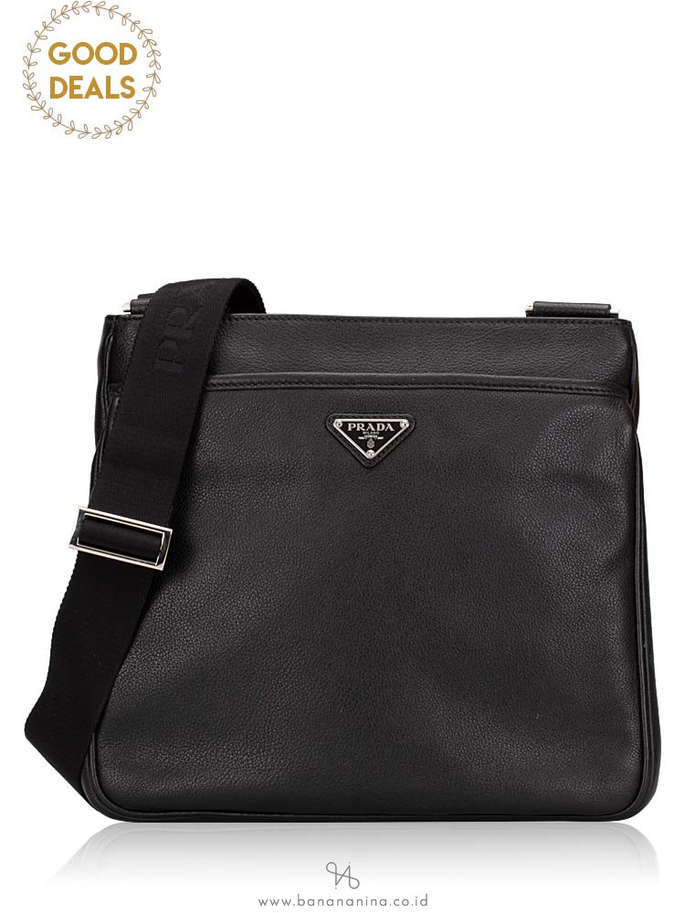 PRADA Men 2VH019 Vitello City Bandoliera Nero