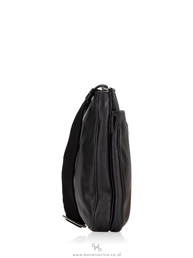 PRADA Men 2VH019 Vitello City Bandoliera Nero