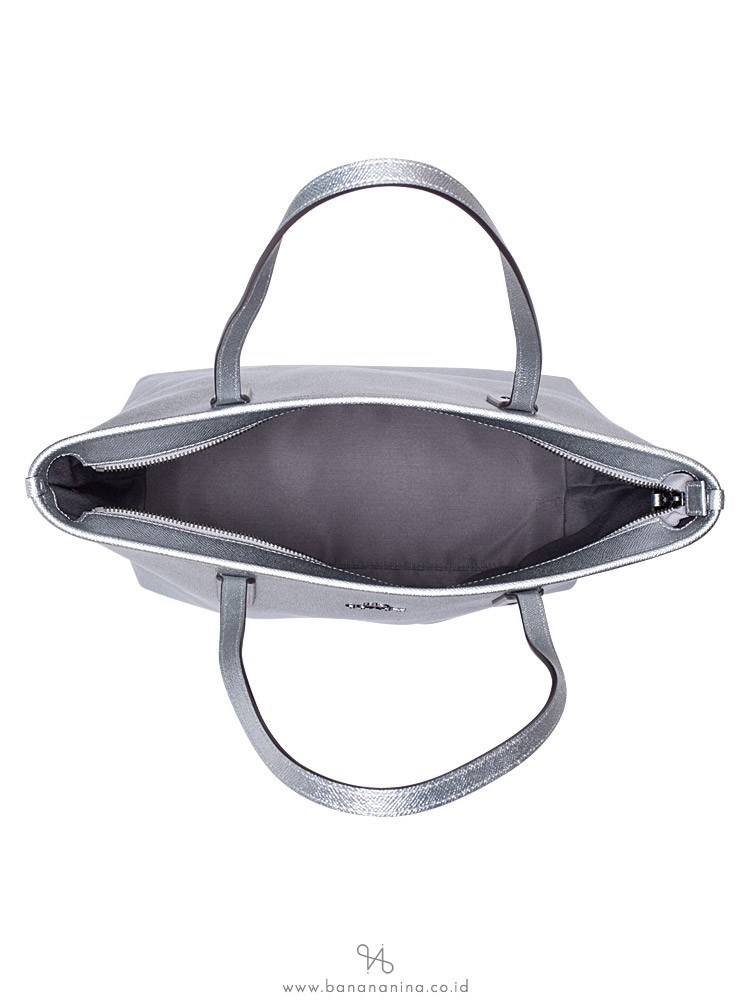 COACH 16224 Metallic Crossgrain City Zip Tote Silver