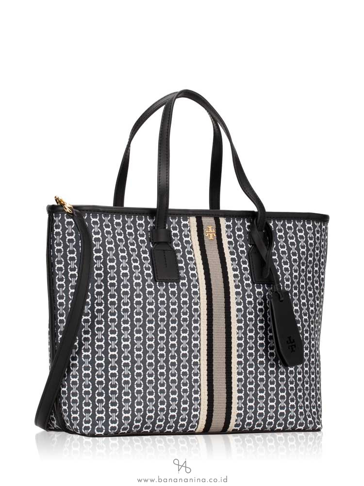 TORY BURCH Gemini Link Canvas Small Tote Black