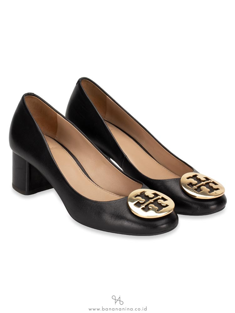 TORY BURCH Hope Leather Pump Black Sz 5