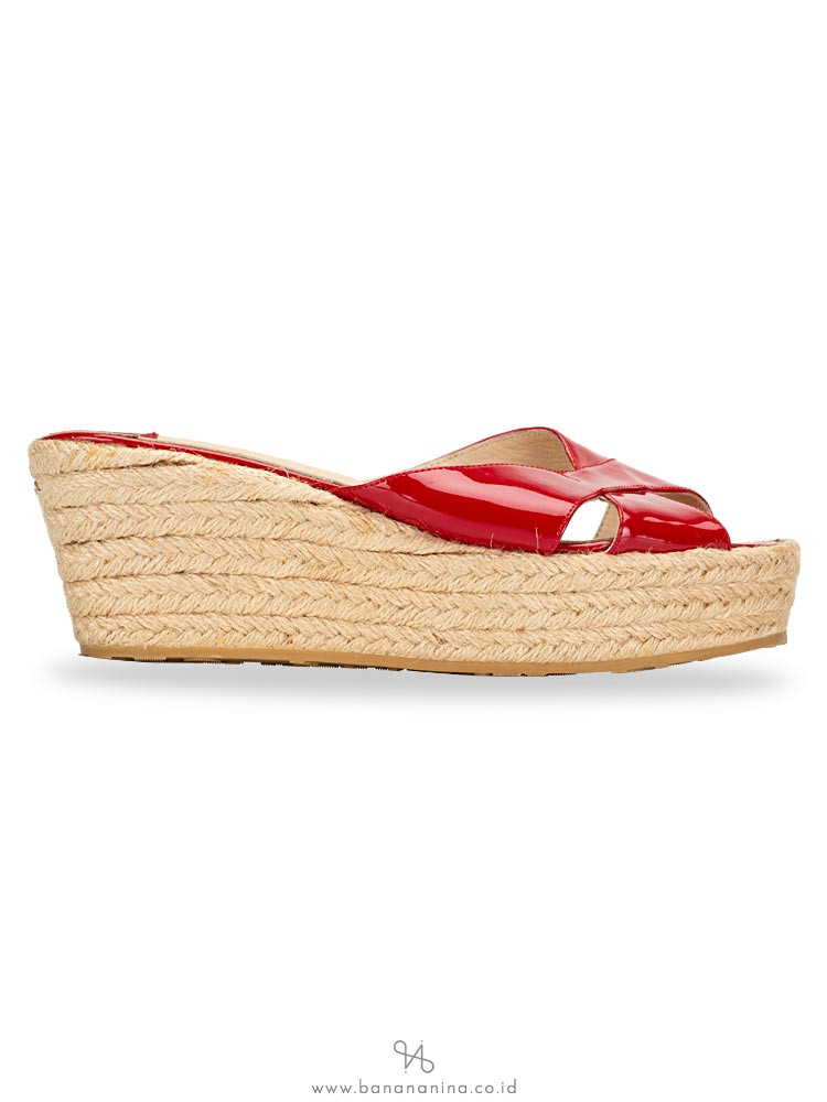 JIMMY CHOO Paisley Patent Leather Wedges Sandals Red Sz 39