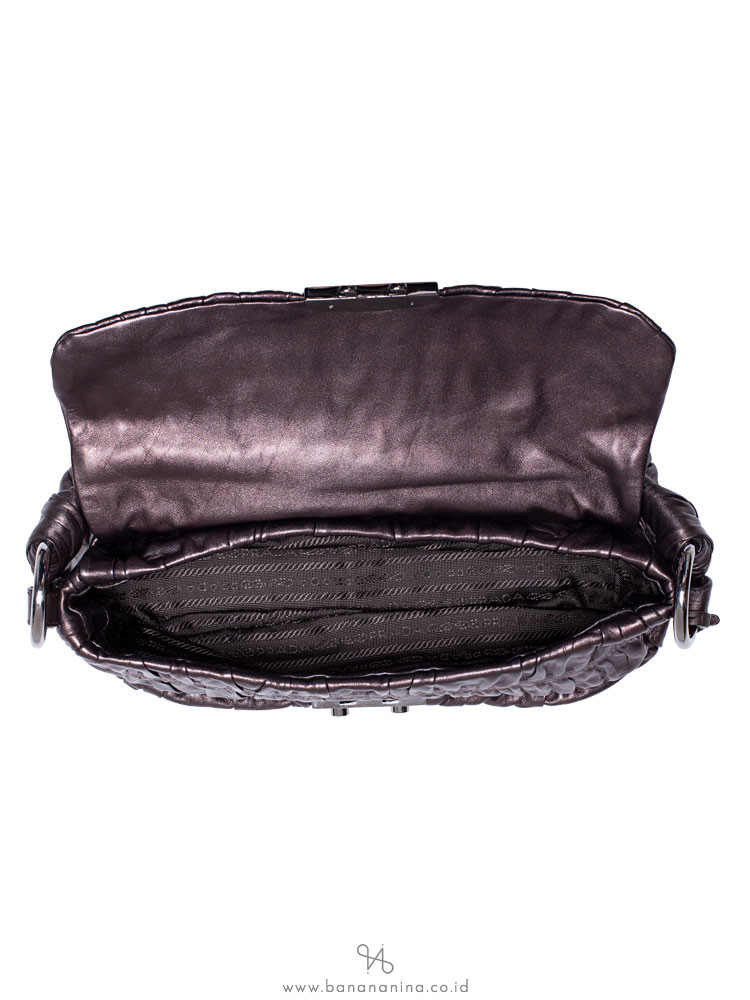 PRADA BR3972 Nappa Gaufre Satchel Grafite