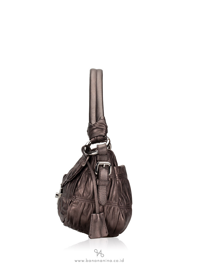 PRADA BR3972 Nappa Gaufre Satchel Grafite