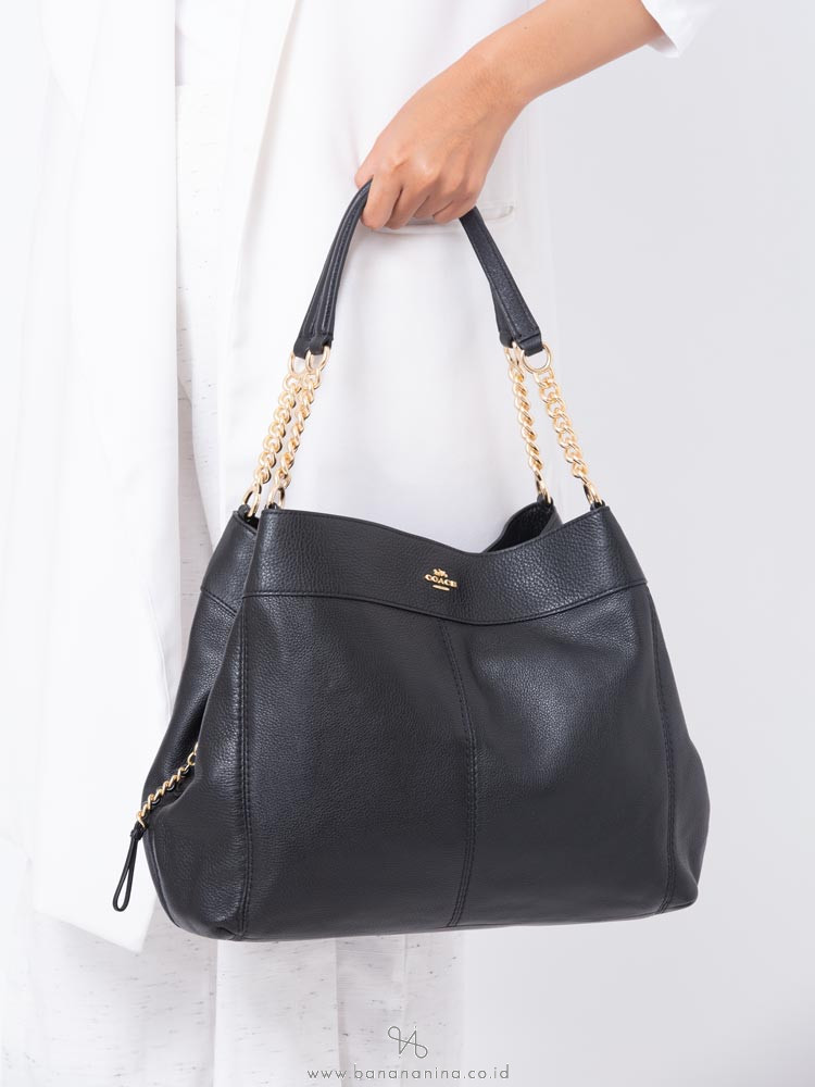 COACH 27594 Pebbled Leather Lexy Shoulder Bag Black