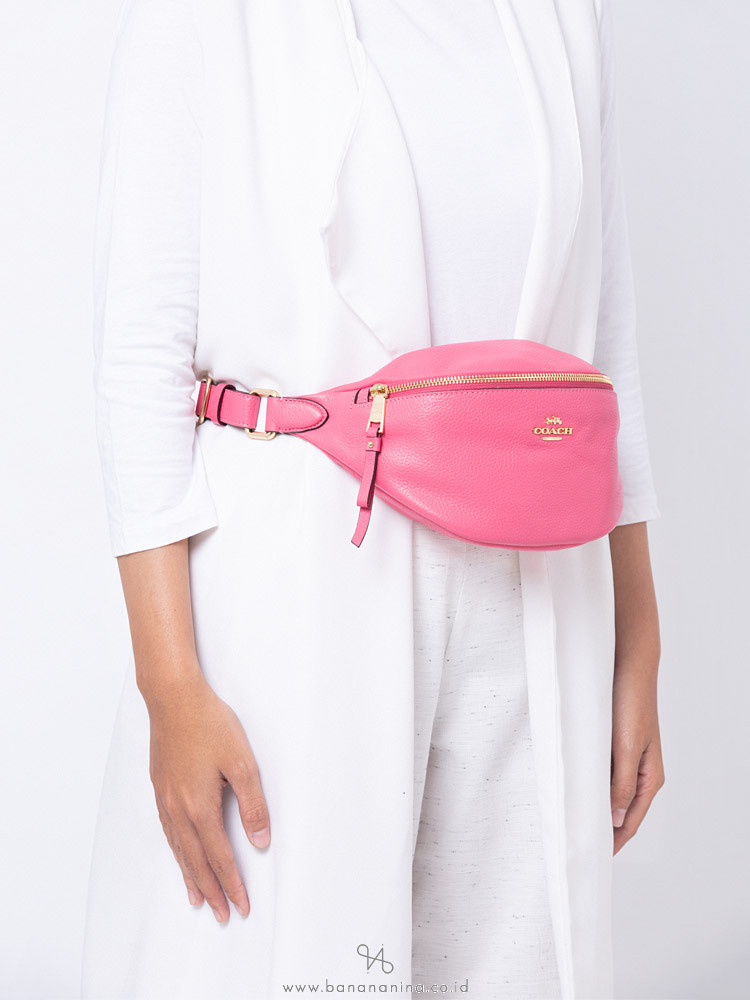 COACH 48738 Pebble Leather Belt Pink Ruby