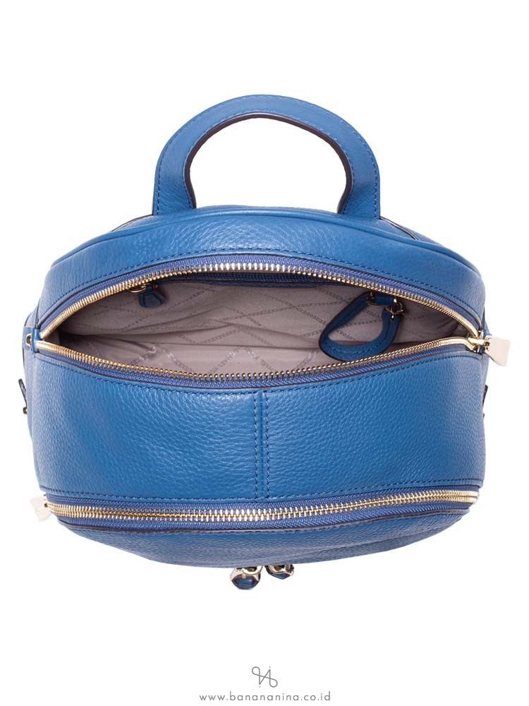 MICHAEL KORS Rhea Leather Zip Medium Backpack Dark Chambray