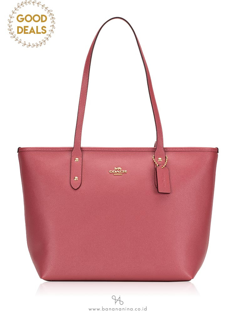 COACH 58846 Crossgrain Leather City Zip Tote Rouge