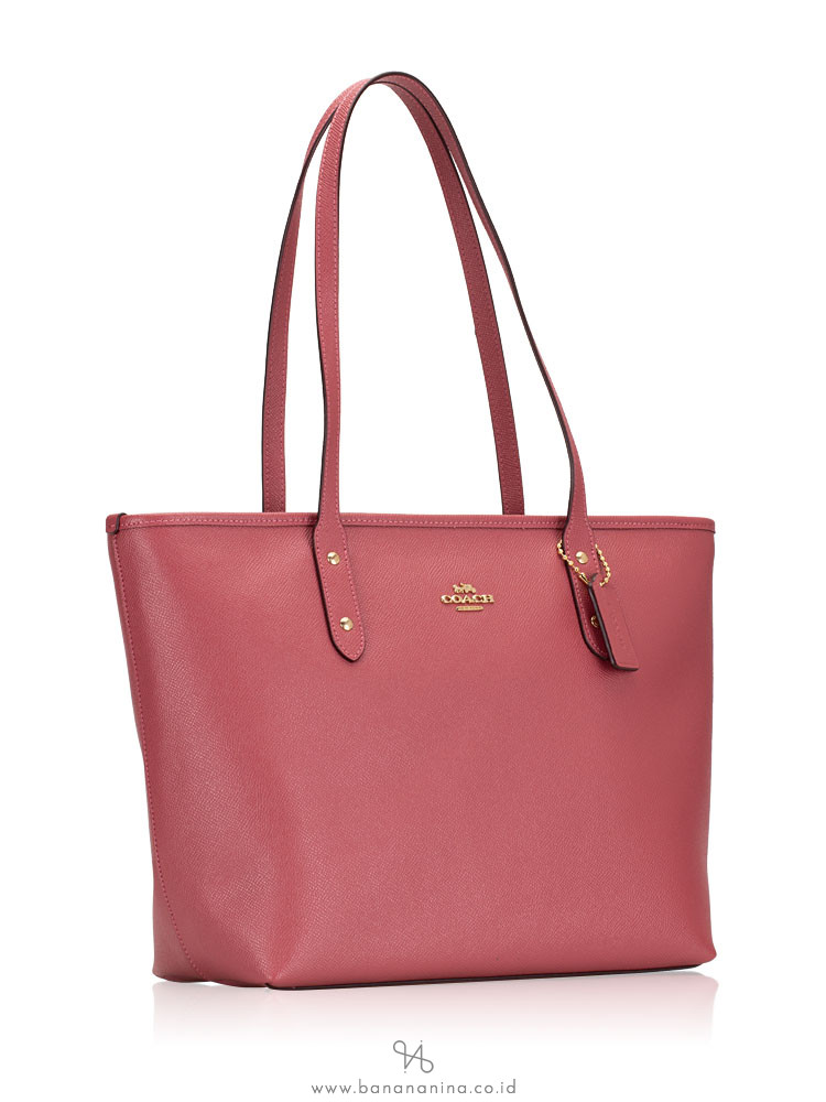 COACH 58846 Crossgrain Leather City Zip Tote Rouge