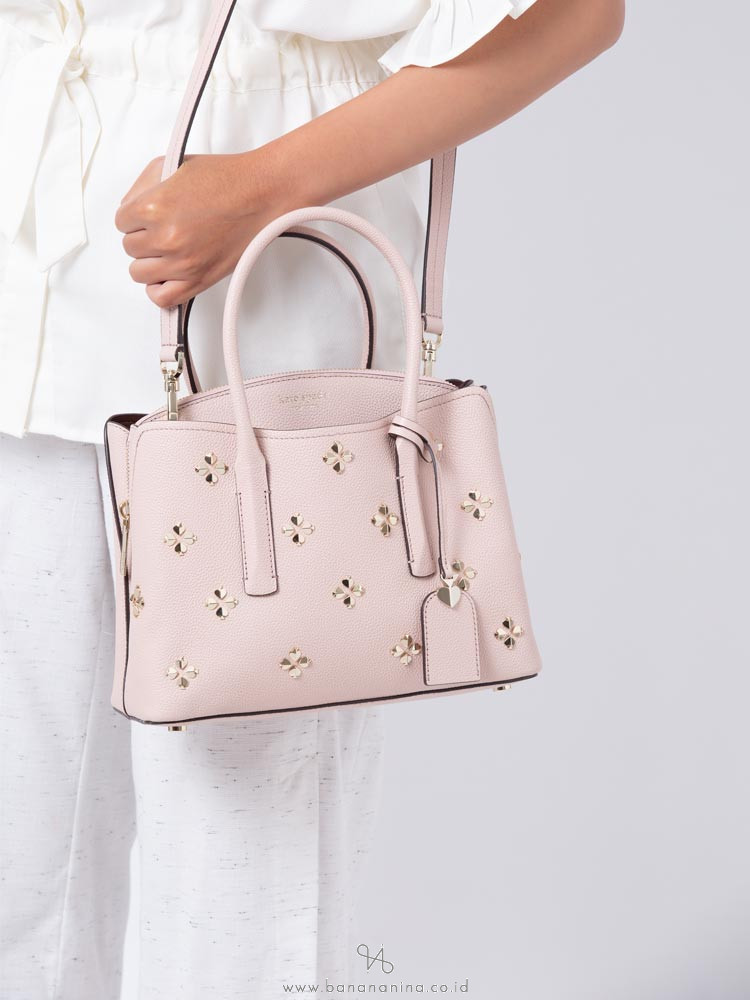 KATE SPADE Margaux Spade Stud Medium Satchel Pale Vellum