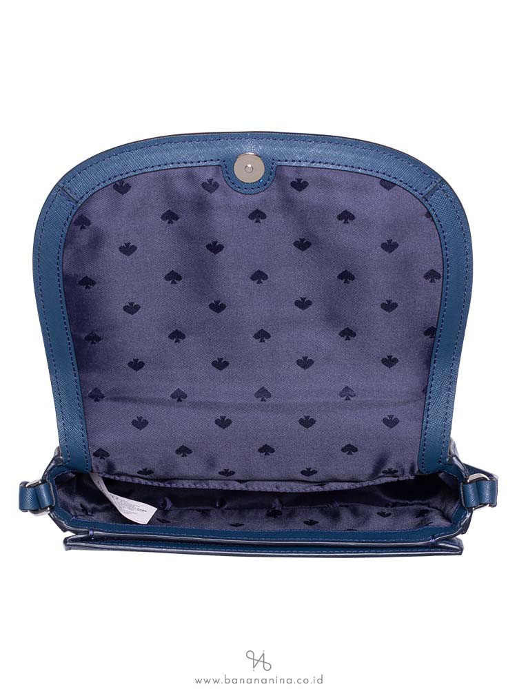 KATE SPADE Reiley Spade Flower Applique Flap Crossbody Petrol Blue