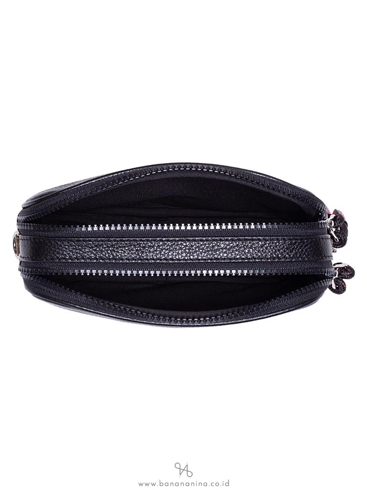 COACH 77682 Vale Signature & Leather Crossbody Pouch Khaki Black Multi