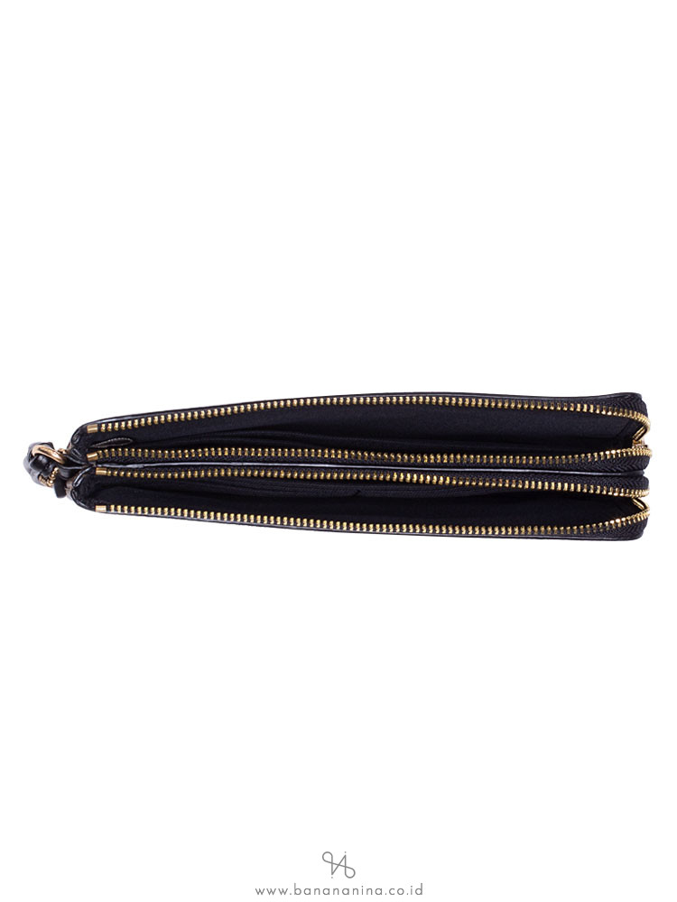 COACH 16109 Signature Double Zip Wallet Khaki Black