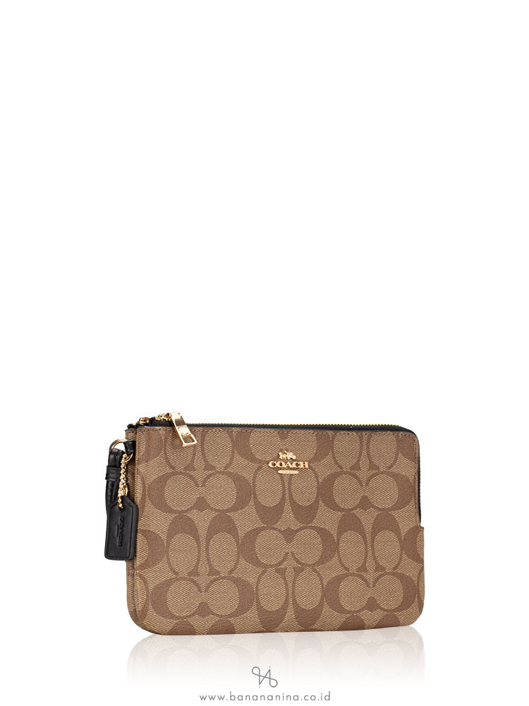 COACH 16109 Signature Double Zip Wallet Khaki Black