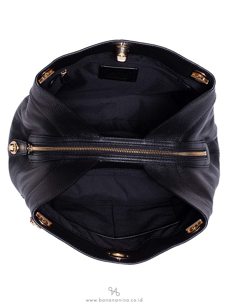 COACH 36855 Turnlock Edie Shoulder Bag Black