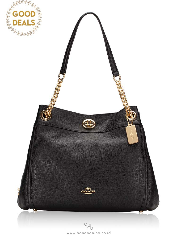 COACH 36855 Turnlock Edie Shoulder Bag Black