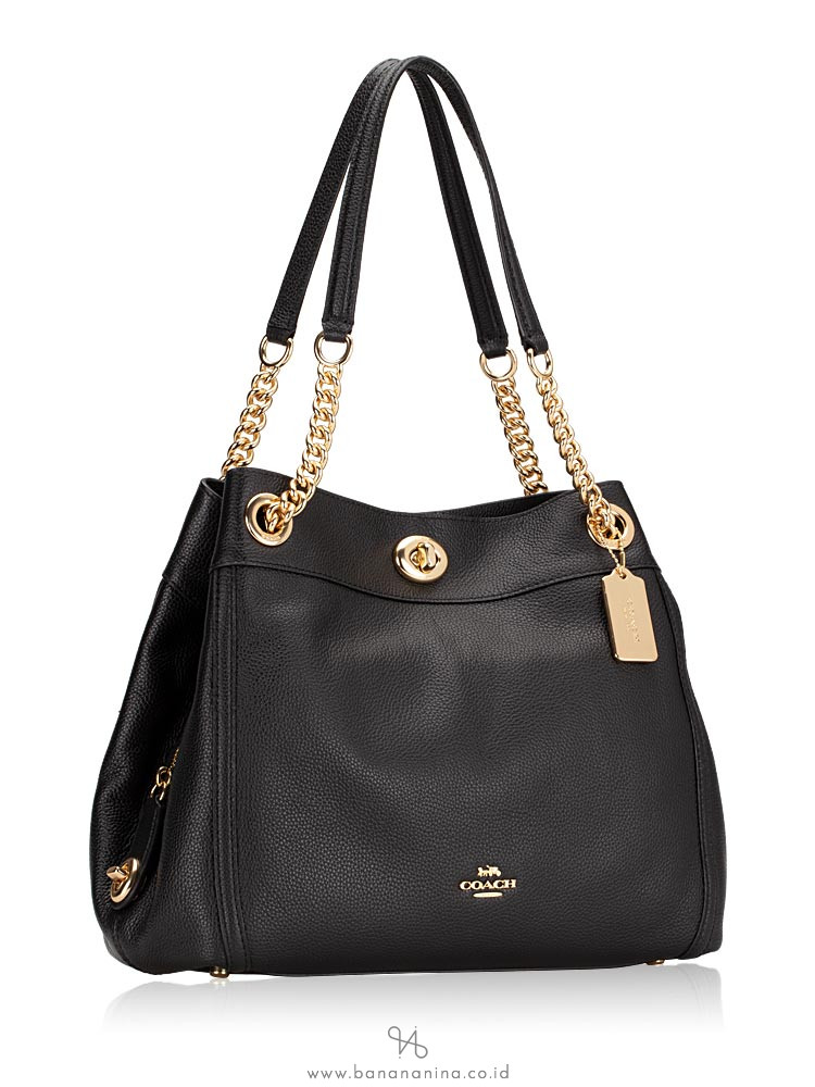 COACH 36855 Turnlock Edie Shoulder Bag Black