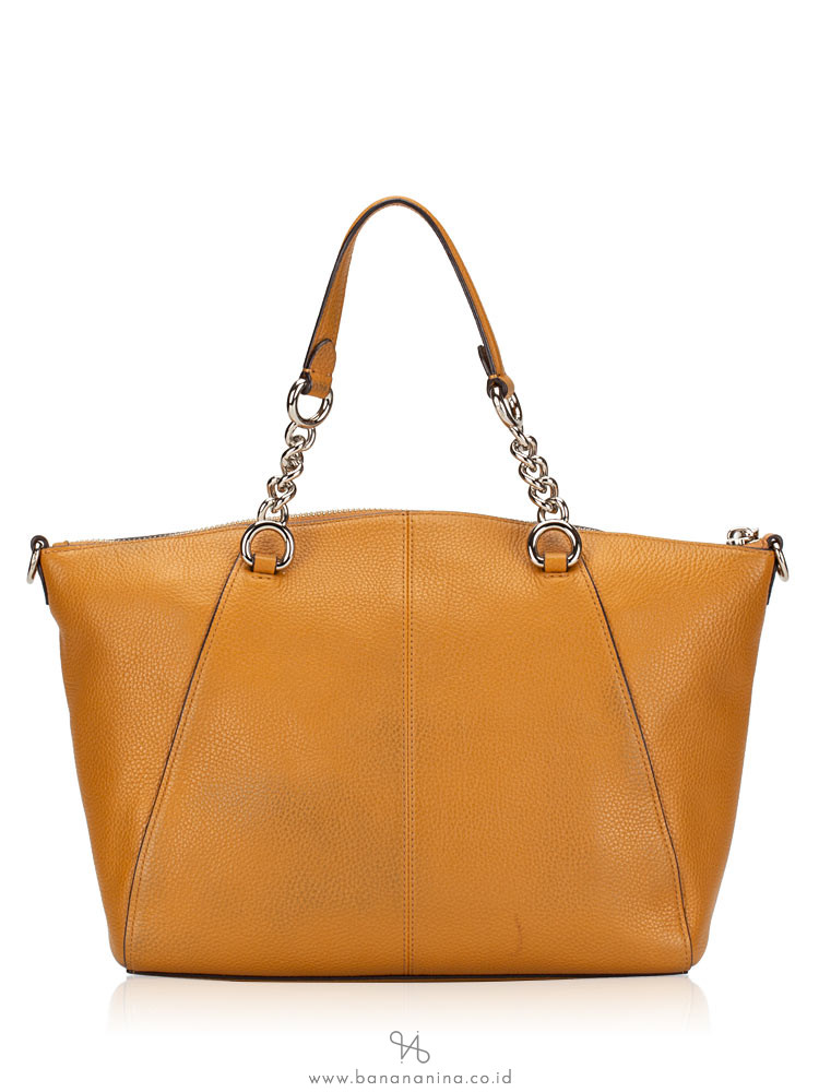 COACH 59501 Pebbled Leather Prairie Chain Satchel Light Saddle