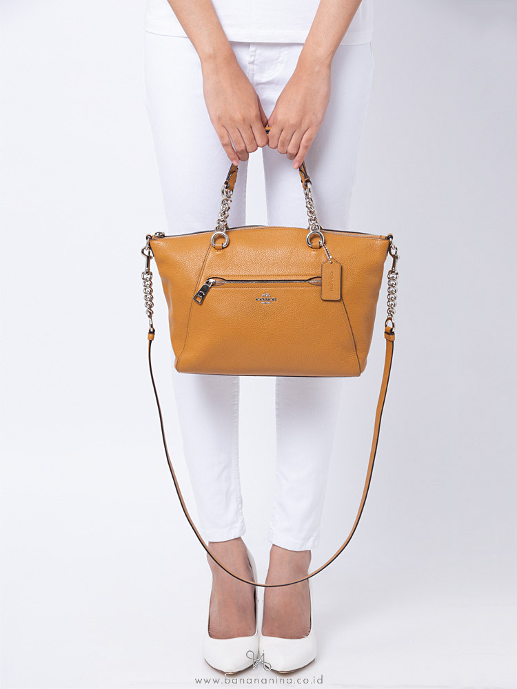 COACH 59501 Pebbled Leather Prairie Chain Satchel Light Saddle