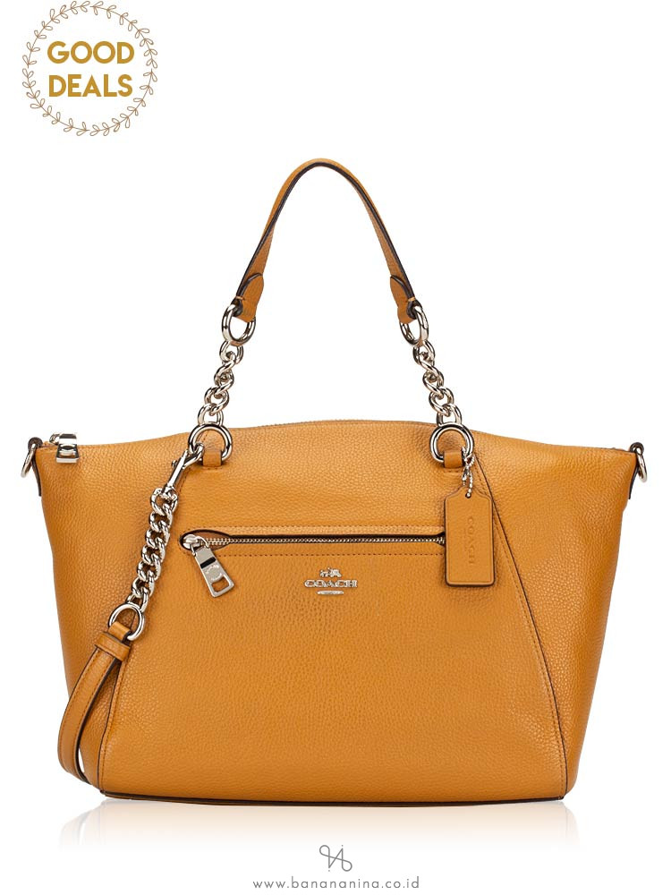 COACH 59501 Pebbled Leather Prairie Chain Satchel Light Saddle
