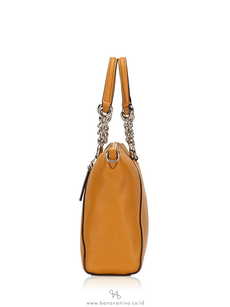 COACH 59501 Pebbled Leather Prairie Chain Satchel Light Saddle
