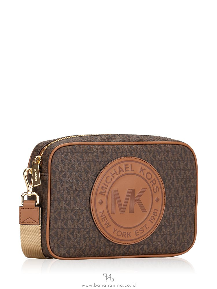 MICHAEL KORS Fulton Monogram Sport Logo Large Crossbody Brown