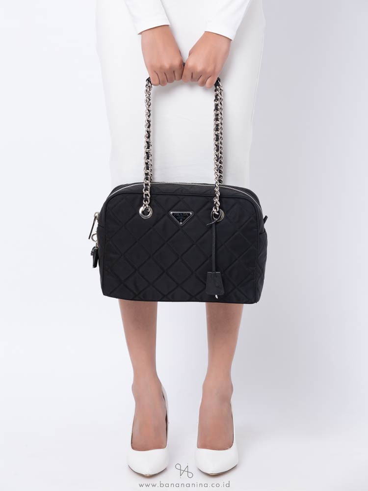 PRADA 1BB903 Tessuto Impuntu Tote Nero