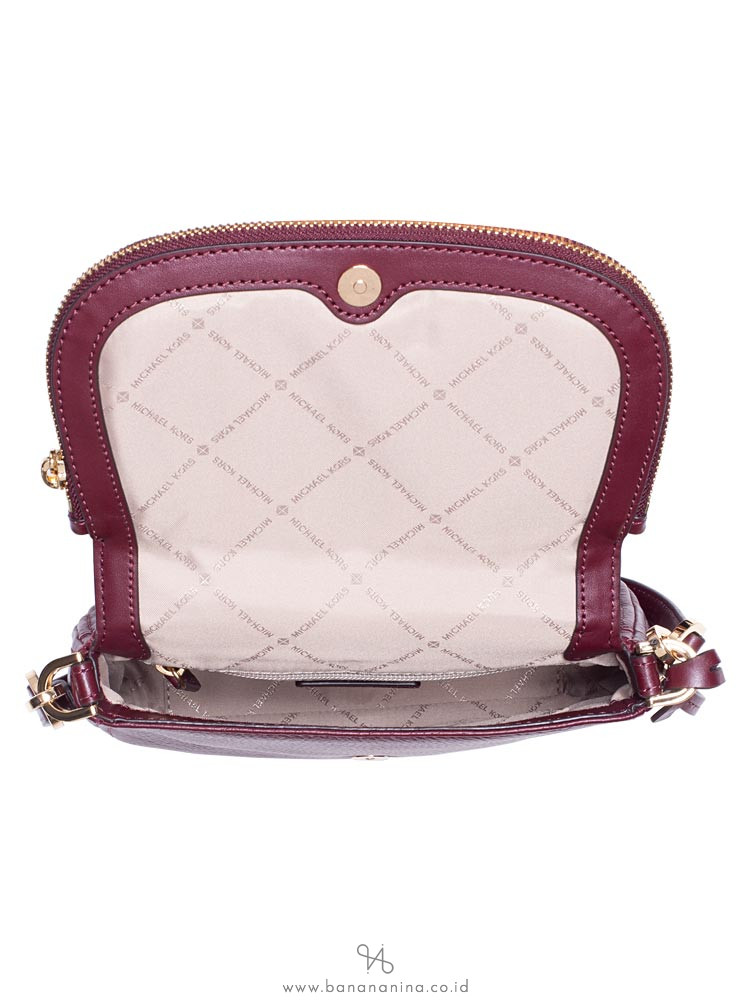 MICHAEL KORS Bedford Small Leather Flap Crossbody Merlot
