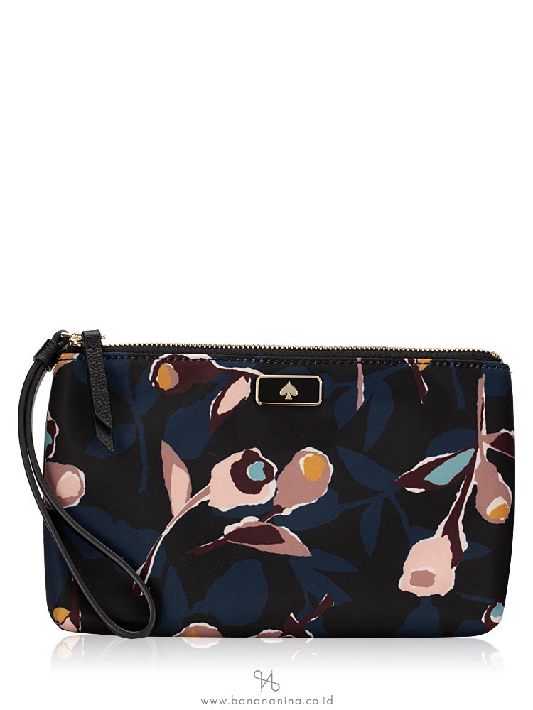 KATE SPADE Dawn Paper Rose Double Zip Wrislet Black Multi