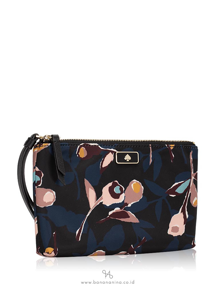 KATE SPADE Dawn Paper Rose Double Zip Wrislet Black Multi