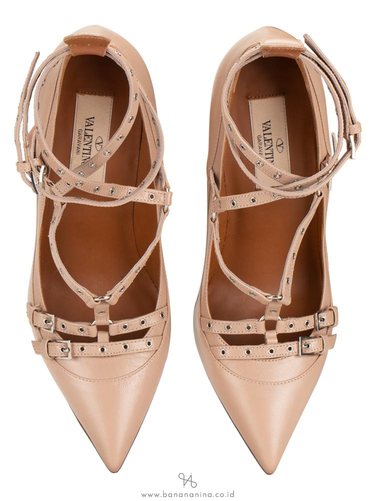 VALENTINO Vivo Ankle Strap Heels Poudre Sz 35