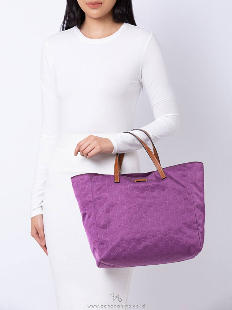 GUCCI Guccissima Nylon Tote Purple