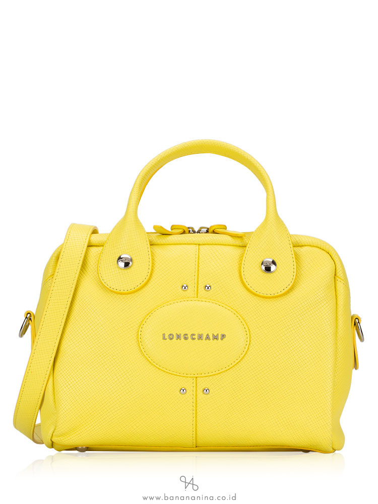 LONGCHAMP Quadri Small Leather Satchel Lemon