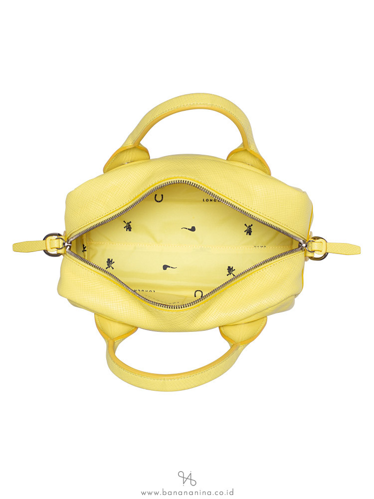LONGCHAMP Quadri Small Leather Satchel Lemon