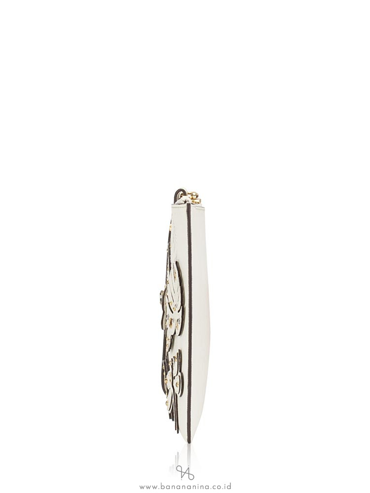 MICHAEL KORS Jet Set Travel XL Zip Clutch Optic White