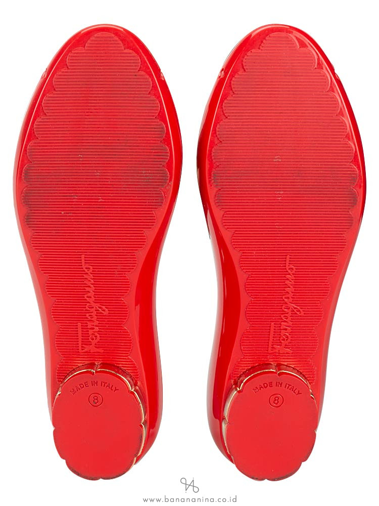 SALVATORE FERRAGAMO Vara Bow Jelly Ballet Flat Red Sz 8